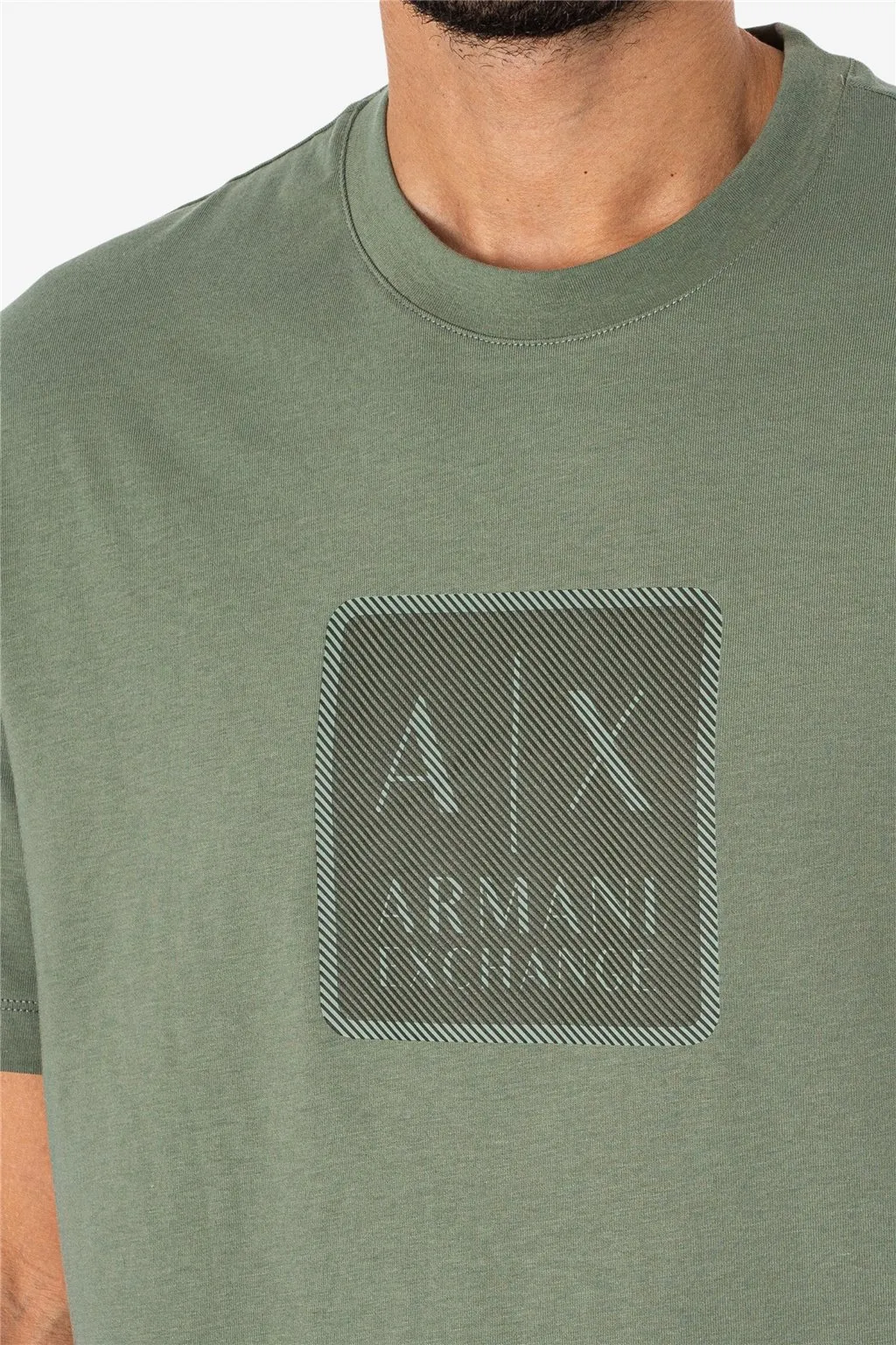 T-SHIRT VERDE DA UOMO ARMANI EXCHANGE LOGO QUADRATO 6DZTHB